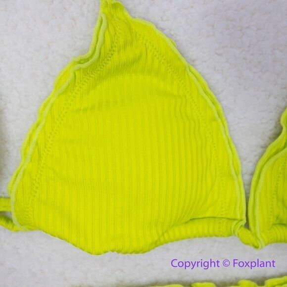 New! Set! It's Now Cool x Free People the frill tri eco neon lime rib‎ bikini, S - Picture 14 of 16